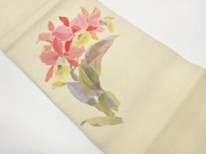 作家物　手描き花模様袋帯